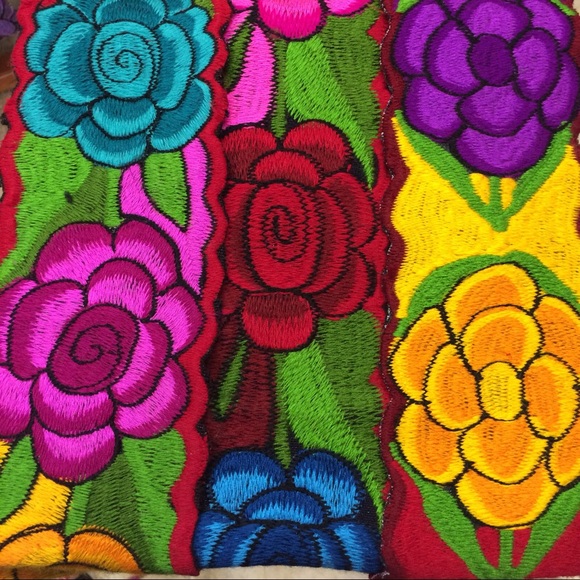 2 New Mexican Embroidered Belts Floral Sach - Picture 3 of 10